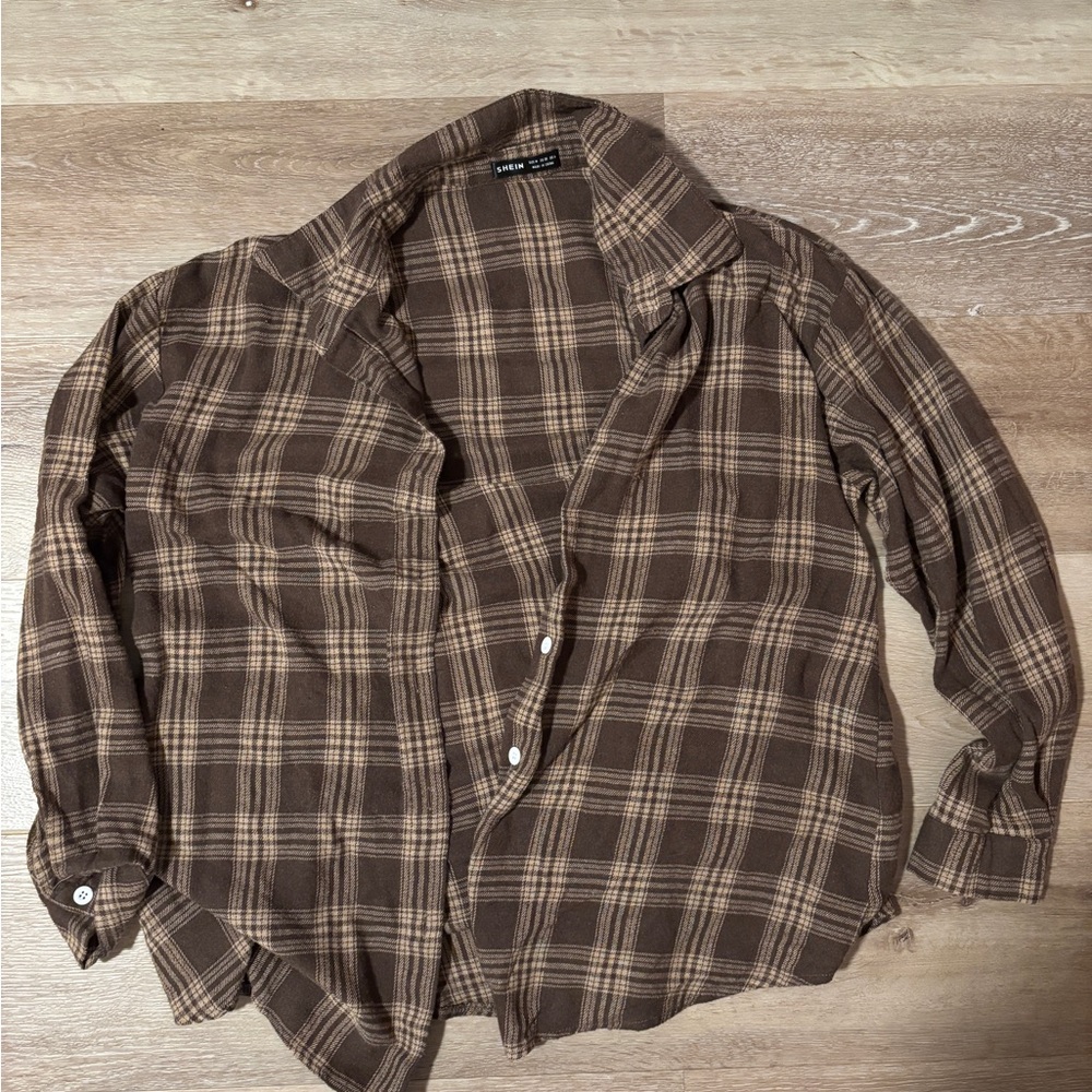SHEIN Lightweight Brown Oversized Flannel – Size Medium